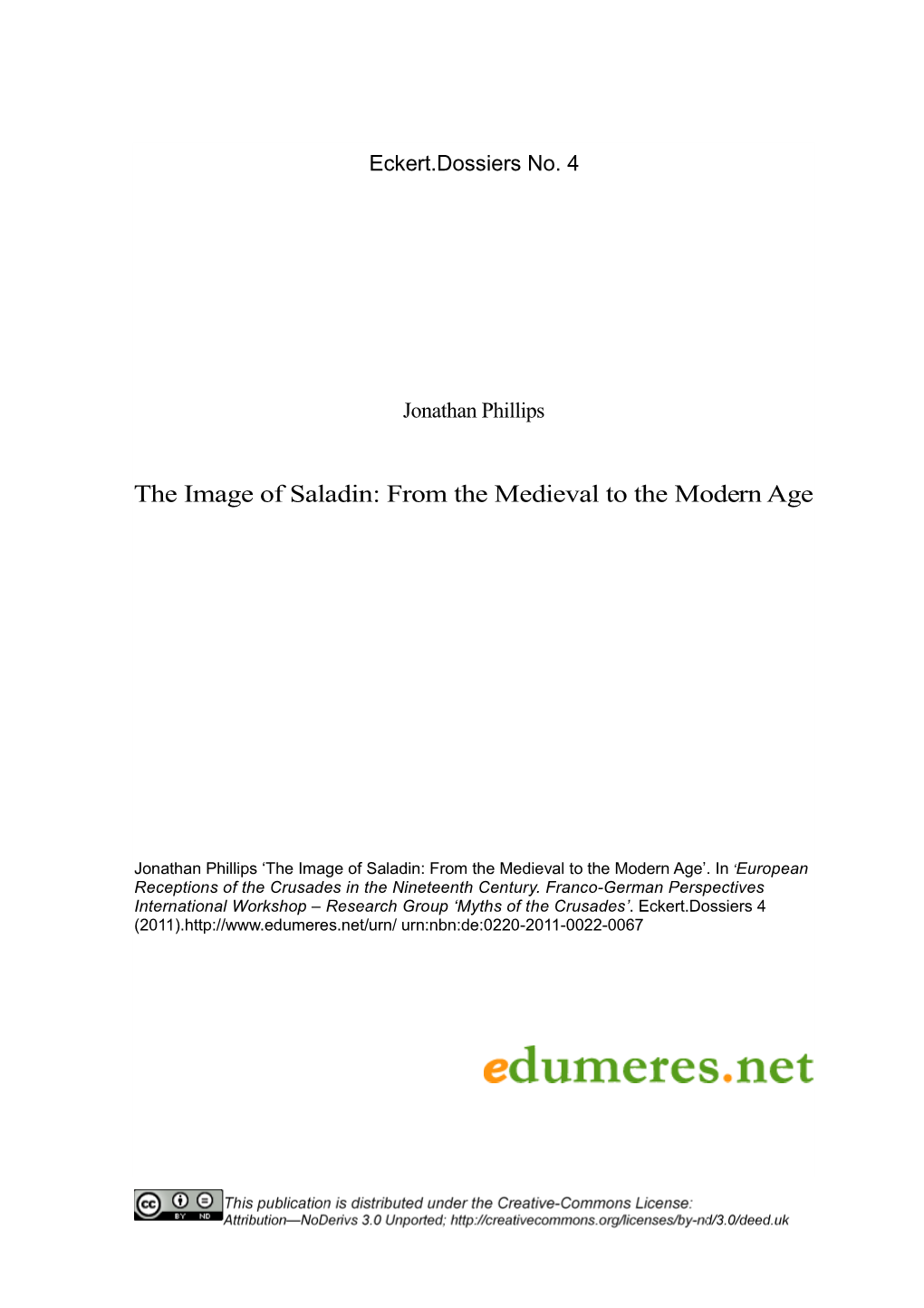 The Image of Saladin: from the Medieval to the Modern Age