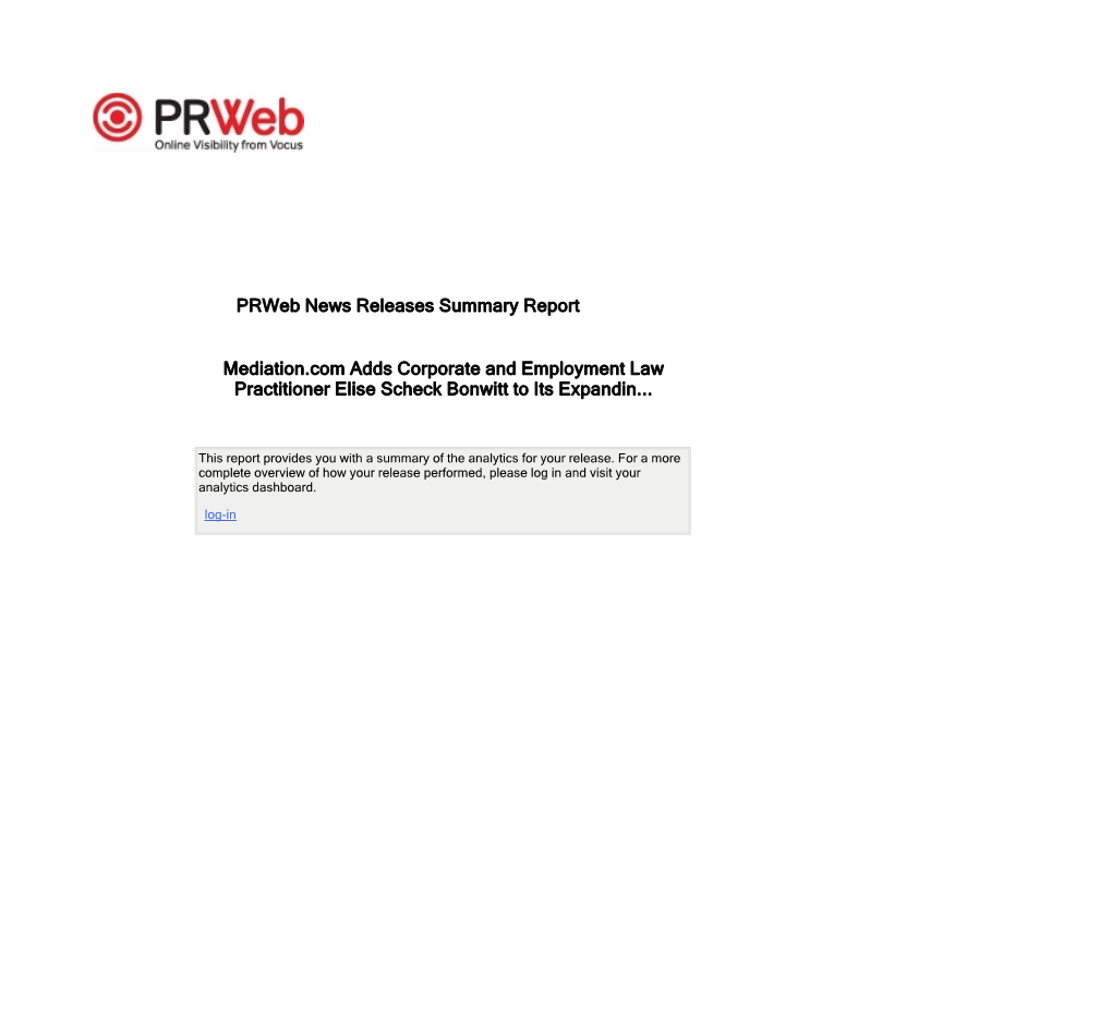 Prweb News Releases Summary Report Mediation.Com Adds