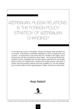 Azerbaijan-Russia Relations: Is the Foreign Policy Strategy of Azerbaijan Changing?