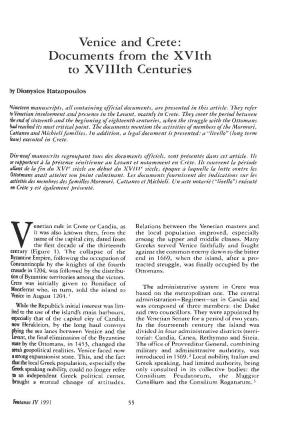 Venice and Crete: Documents from the Xvith to Xviiith Centuries by Dionysios Hatzopoulos