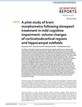A Pilot Study of Brain Morphometry Following Donepezil