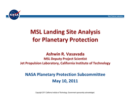 MSL Landing Site Analysis for Planetary Protection