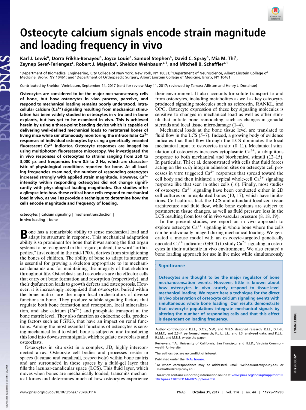 Osteocyte Calcium Signals Encode Strain Magnitude and Loading