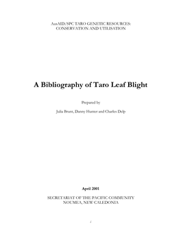 A Bibliography of Taro Leaf Blight