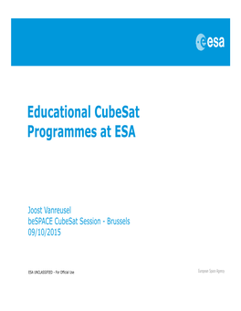 ESA Education Cubesat Programmes