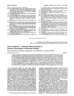Seven-Coordination. a Molecular Orbital Exploration of Structure, Stereochemistry, and Reaction Dynamics ROALD HOFFMANN,’ BARBARA F