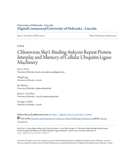 Chlorovirus Skp1-Binding Ankyrin Repeat Protein Interplay and Mimicry of Cellular Ubiquitin Ligase Machinery Eric A