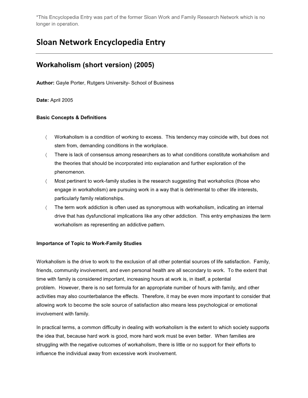 Sloan Network Encyclopedia Entry