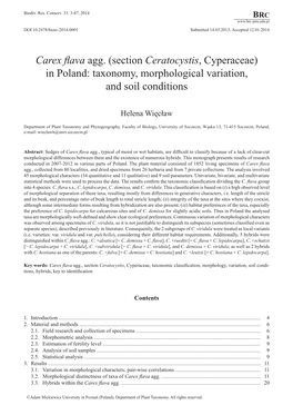 (Section Ceratocystis, Cyperaceae) in Poland: Taxonomy, Morphological Variation, and Soil Conditions