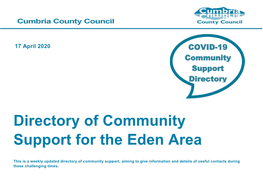 Directory of Community Support for the Eden Area