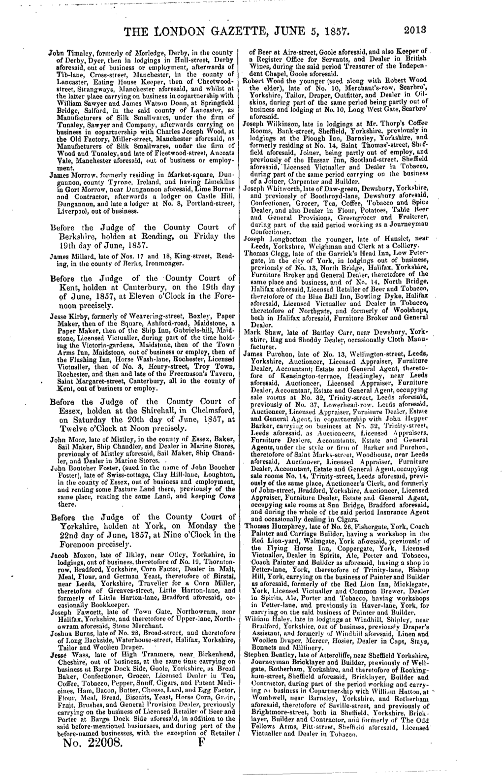 THE LONDON GAZETTE, JUNE 5, 1857. No. 22008