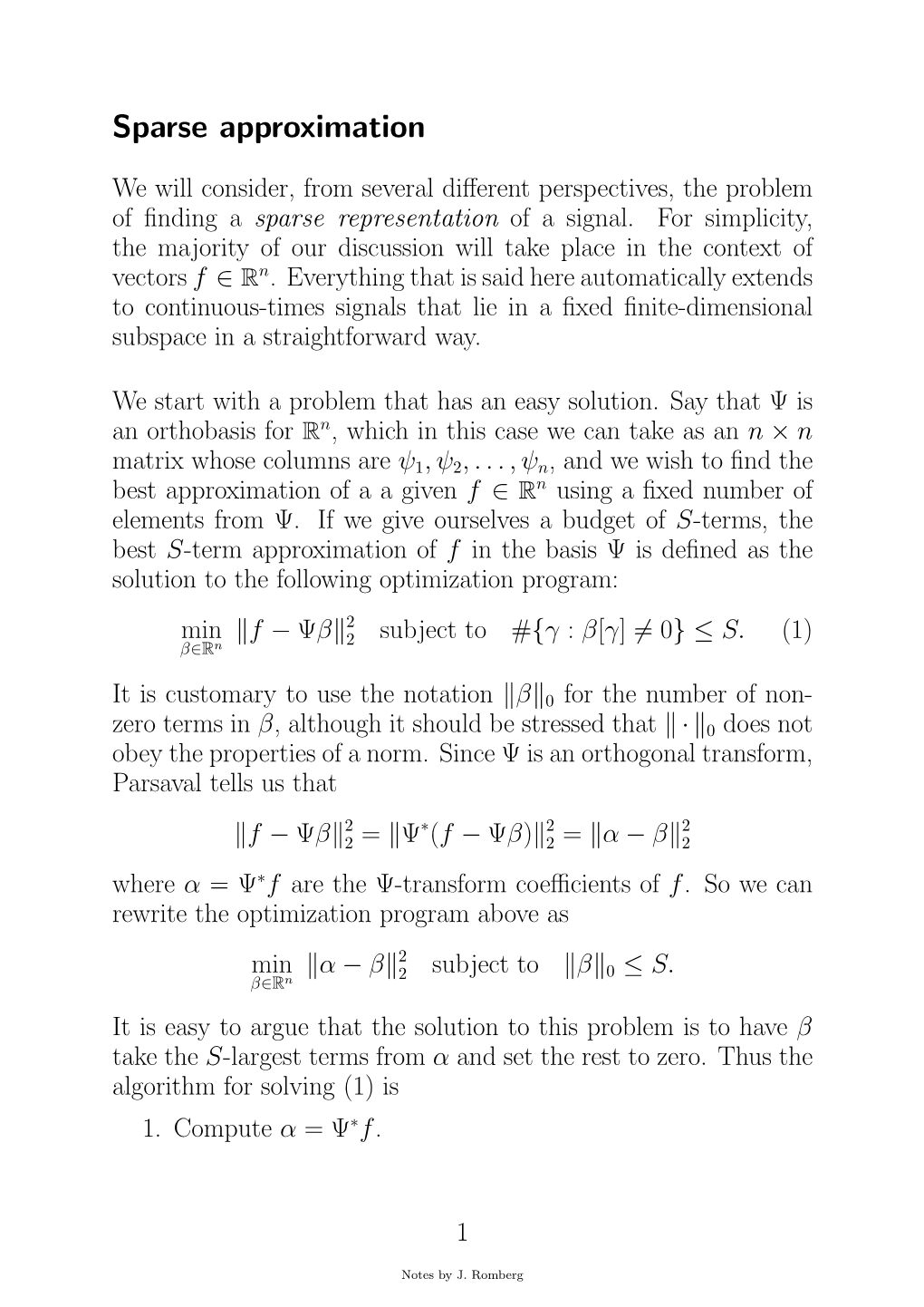 Sparse Approximation