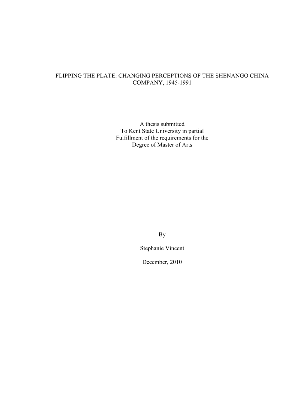 Flipping the Plate: Changing Perceptions of the Shenango China Company, 1945-1991