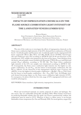 Wood Research Impacts of Impregnation Chemicals On