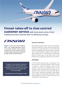 Finnair Takes-Off to Chat-Centred Customer Service and Shuts Down Some of Their Traditional Service Channels After 5X Efficiency Increase