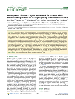 Development of Metal−Organic Framework for Gaseous Plant