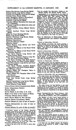 Supplement to the London Gazette, 14 January, 1958 365