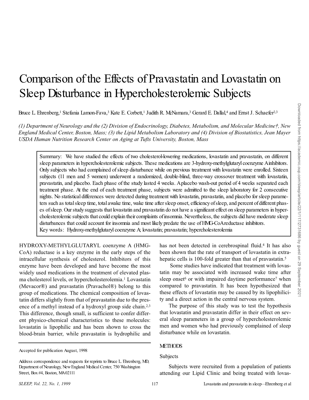 Comparison of the Effects of Pravastatin and Lovastatin On