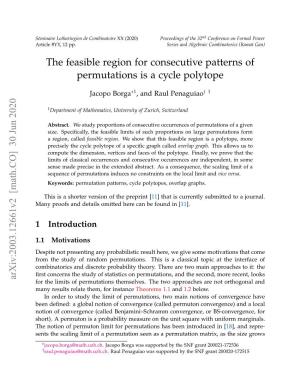 The Feasible Region for Consecutive Patterns of Permutations Is a Cycle Polytope