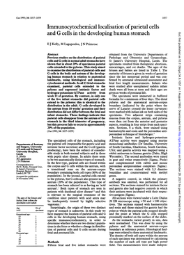 Immunocytochemical Localisation of Parietal Cells and G Cells in the Developing Human Stomach Gut: First Published As 10.1136/Gut.34.8.1057 on 1 August 1993