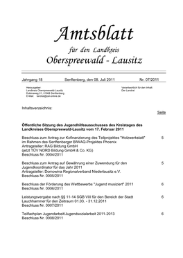 Amtsblatt Für Den Landkreis Oberspreewald - Lausitz