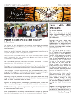 Parish Establishes Media Ministry Here I Am, LCG Proclaims