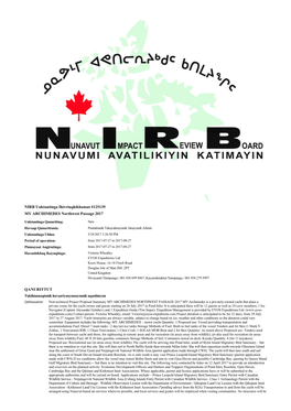 Page 1 NIRB Uuktuutinga Ihivriuqhikhamut #125139 MY