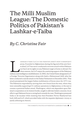 The Domestic Politics of Pakistan's Lashkar-E-Taiba