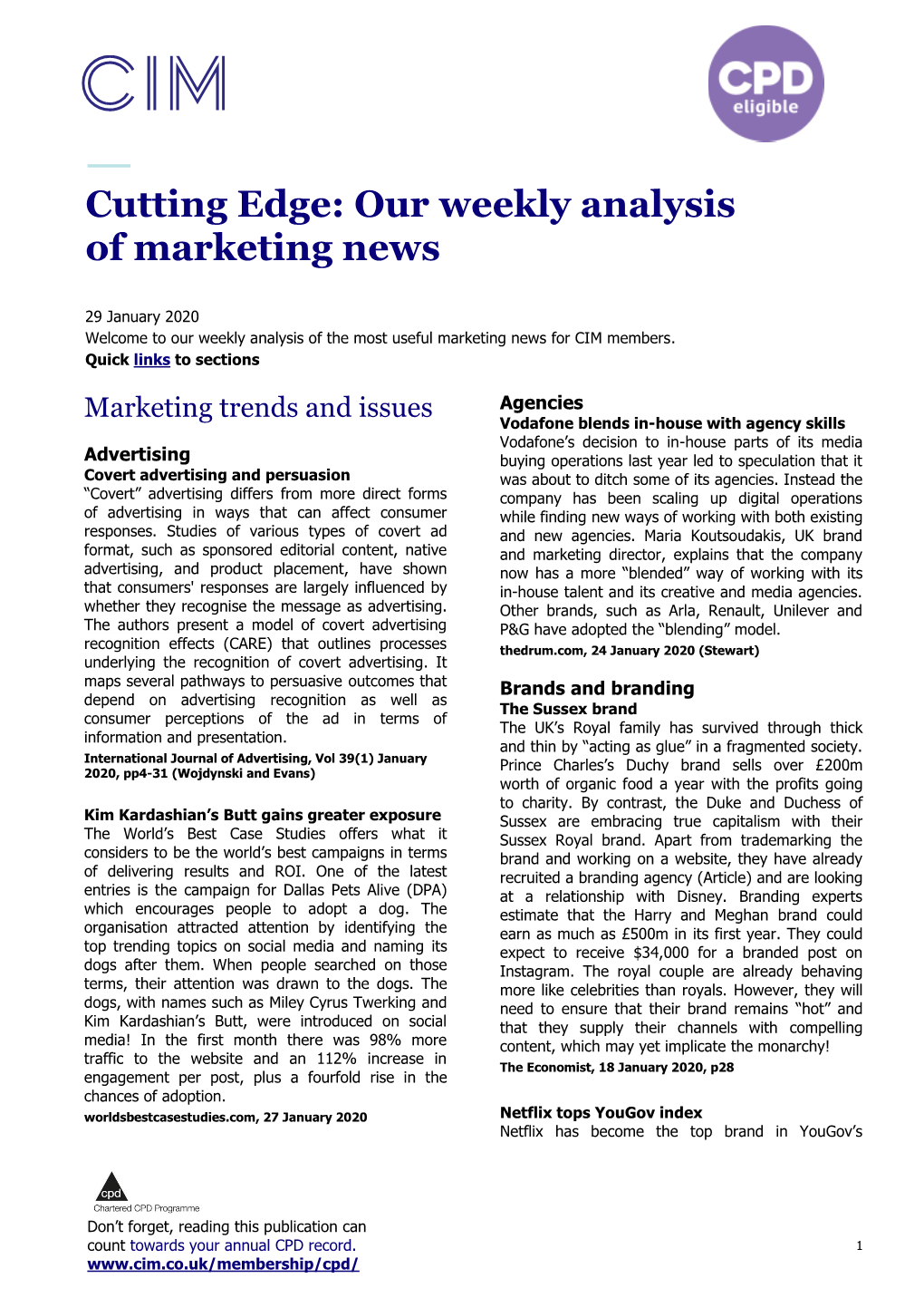 Cutting Edge: Our Weekly Analysis of Marketing News