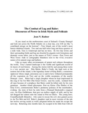 The Combat of Lug and Balor: Discourses of Power in Irish Myth and Folktale