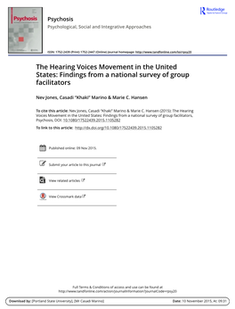 The Hearing Voices Movement in the United States: Findings from a National Survey of Group Facilitators