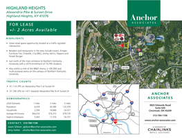 HIGHLAND HEIGHTS for LEASE +/- 2 Acres Available