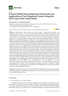 A Forest Model Intercomparison Framework and Application at Two Temperate Forests Along the East Coast of the United States