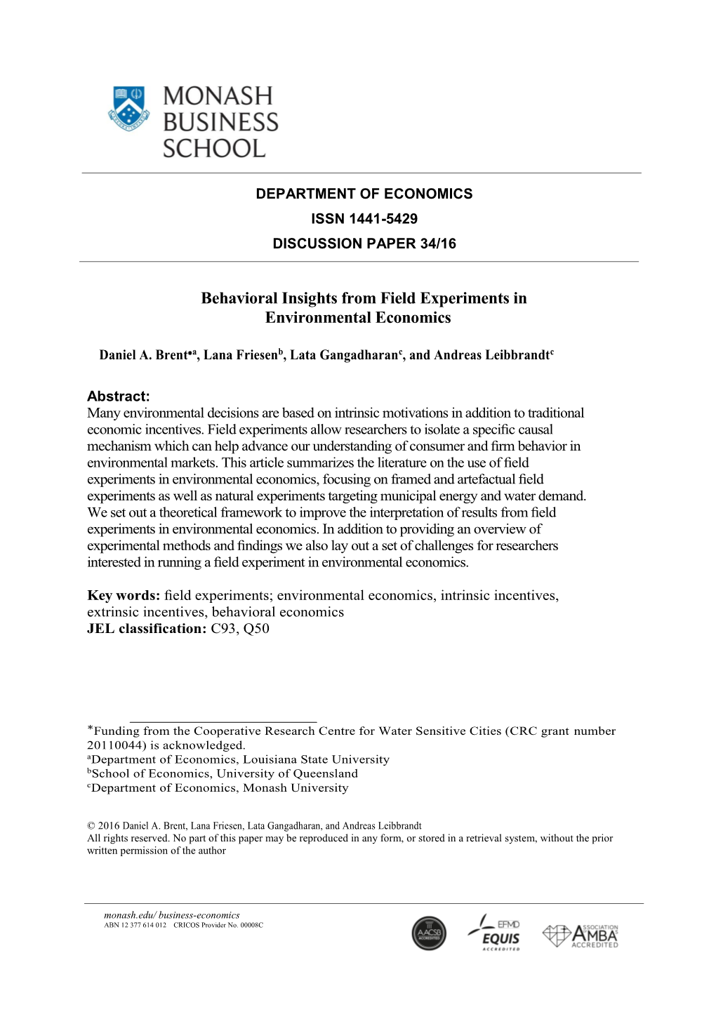 Behavioral Insights from Field Experiments in Environmental