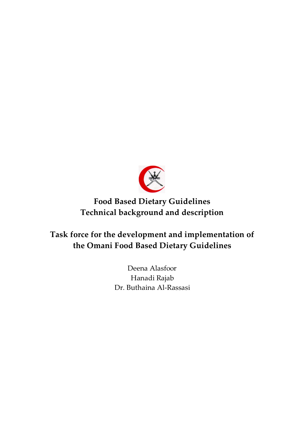 Food Based Dietary Guidelines Technical Background and Description