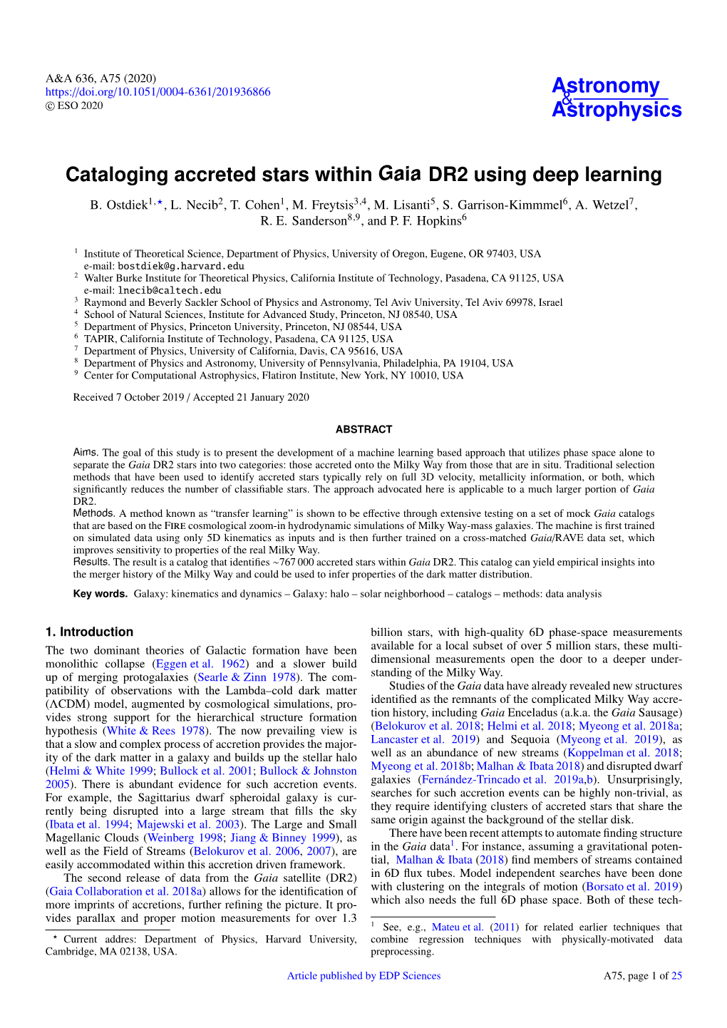 Cataloging Accreted Stars Within Gaia DR2 Using Deep Learning