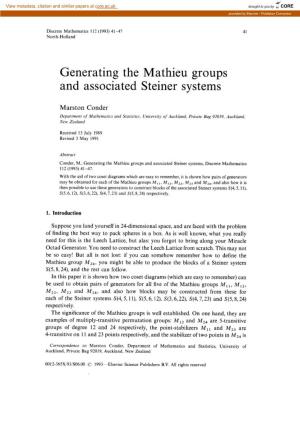 Generating the Mathieu Groups and Associated Steiner Systems