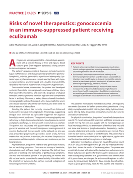 Gonococcemia in an Immune-Suppressed Patient Receiving Eculizumab