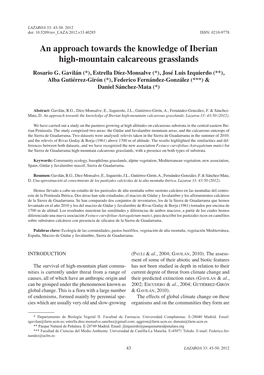 An Approach Towards the Knowledge of Iberian High-Mountain Calcareous Grasslands