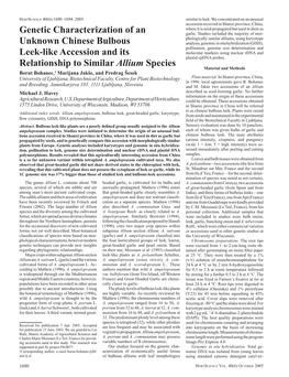 Genetic Characterization of an Unknown Chinese Bulbous Leek-Like Accession and Its Relationship to Similar Allium Species