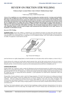 Review on Friction Stir Welding