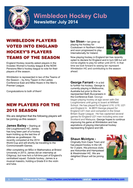 Wimbledon Hockey Club Newsletter July 2014