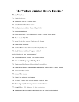The Wesleys: Christian History Timeline*