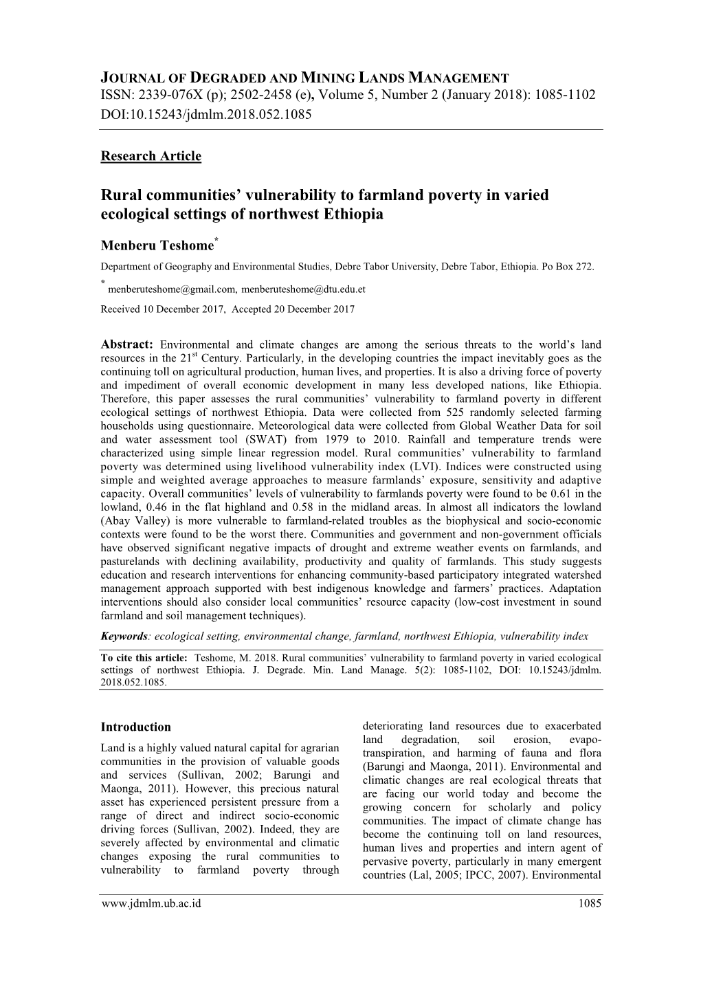 Rural Communities' Vulnerability to Farmland Poverty in Varied