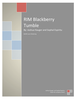 RIM Blackberry Tumble By: Joshua Hauger and Sophal Espiritu