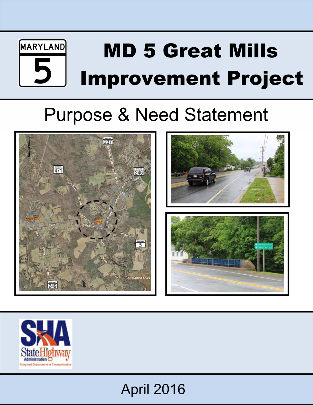 MD 5 Great Mills Improvement Project Purpose and Need Statement