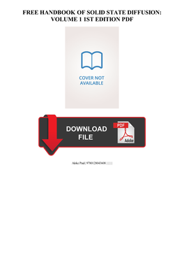 Handbook of Solid State Diffusion: Volume 1 1St Edition Pdf