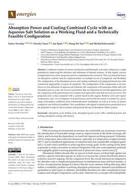 Absorption Power and Cooling Combined Cycle with an Aqueous Salt Solution As a Working Fluid and a Technically Feasible Conﬁguration