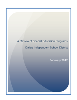 A Review of Special Education Programs Dallas Independent