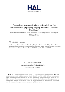 Genus-Level Taxonomic Changes Implied by The